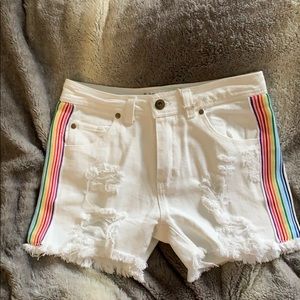 Rainbow Tape Denim Shorts